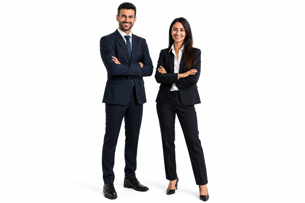 Two tourism business professionals standing together